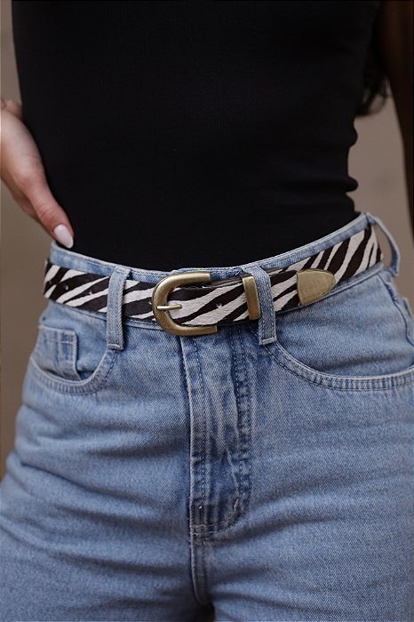 CINTO BIANCA ZEBRA - COURO LEGÍTIMO - LARGURA DO CINTO 2,5CM