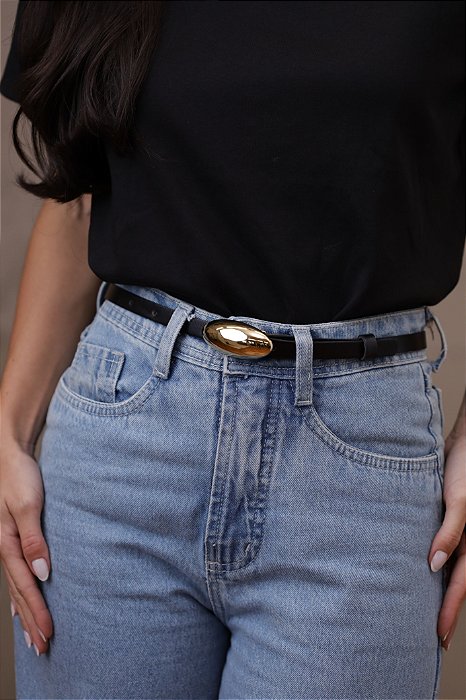 CINTO ISA PRETO - COURO LEGÍTIMO - LARGURA DO CINTO 1,5CM