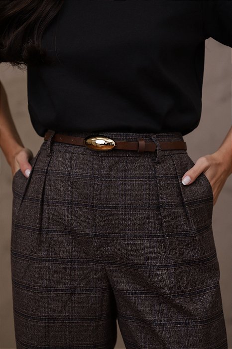 CINTO ISA CHOCOLATE - COURO LEGÍTIMO - LARGURA DO CINTO 1,5CM