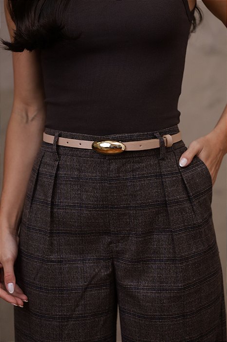 CINTO ISA NUDE - COURO LEGÍTIMO - LARGURA DO CINTO 1,5CM