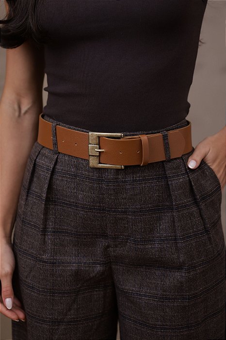 CINTO ISABEL CARAMELO - COURO LEGÍTIMO - LARGURA DO CINTO 4,0CM