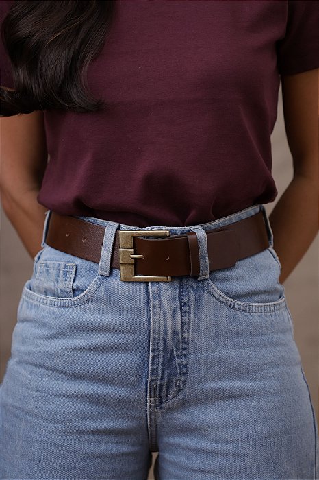 CINTO ISABEL CHOCOLATE - COURO LEGÍTIMO - LARGURA DO CINTO 4,0CM