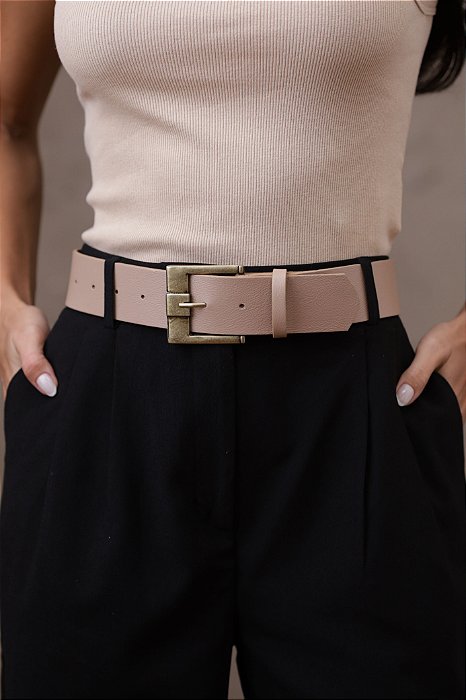 CINTO ISABEL NUDE - COURO LEGÍTIMO - LARGURA DO CINTO 4,0CM