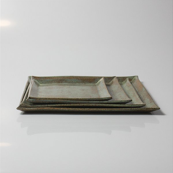 Conjunto de Pratos Quadrados Oliva