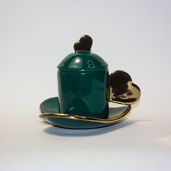 Conjunto de Café Coração Verde