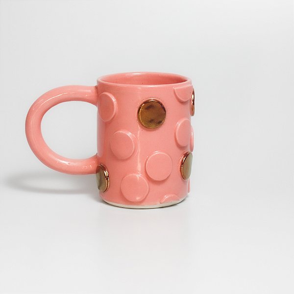 Caneca Poá Rosa com Ouro