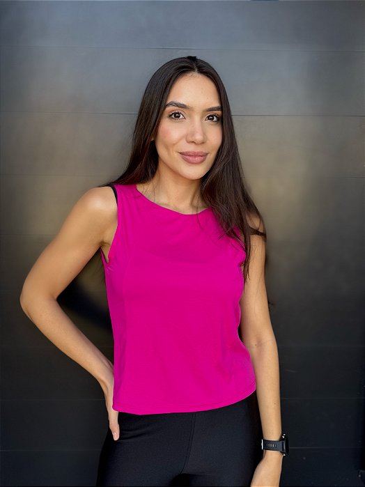 Cropped corte reto rosa pink