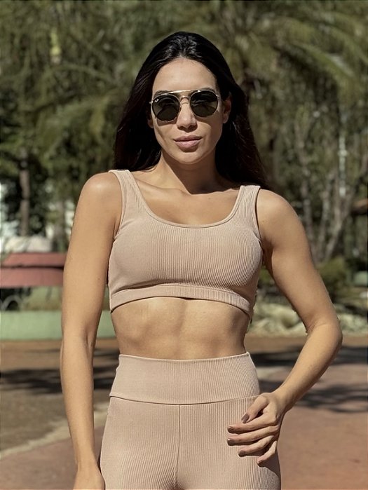 Top Flow com alças bege