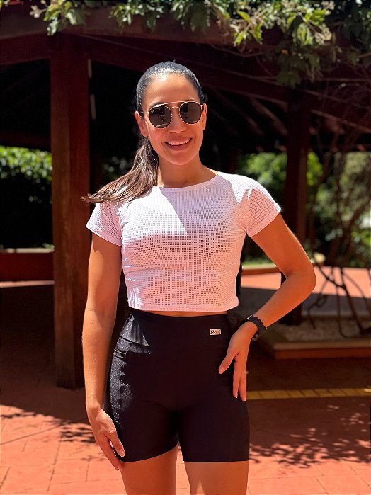 Cropped com manga branco