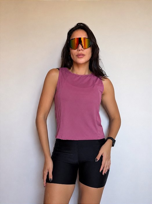 Cropped corte reto rosa seco