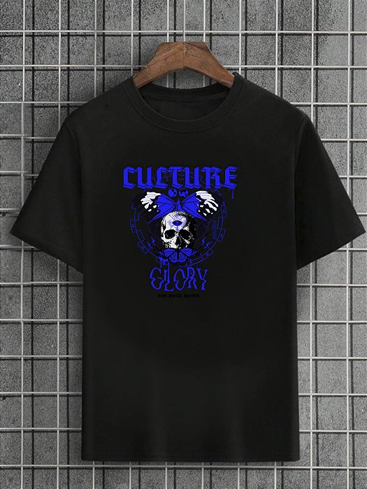 Camiseta Masculina Preta 100% Algodão Butterflies Culture