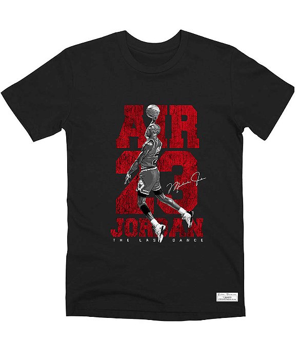 Camiseta Masculina Preta 100% Algodão Michael AIR23