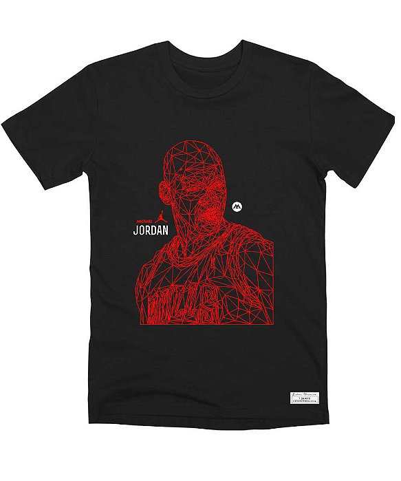 Camiseta Masculina Preta 100% Algodão Michael Jordan Vermelho