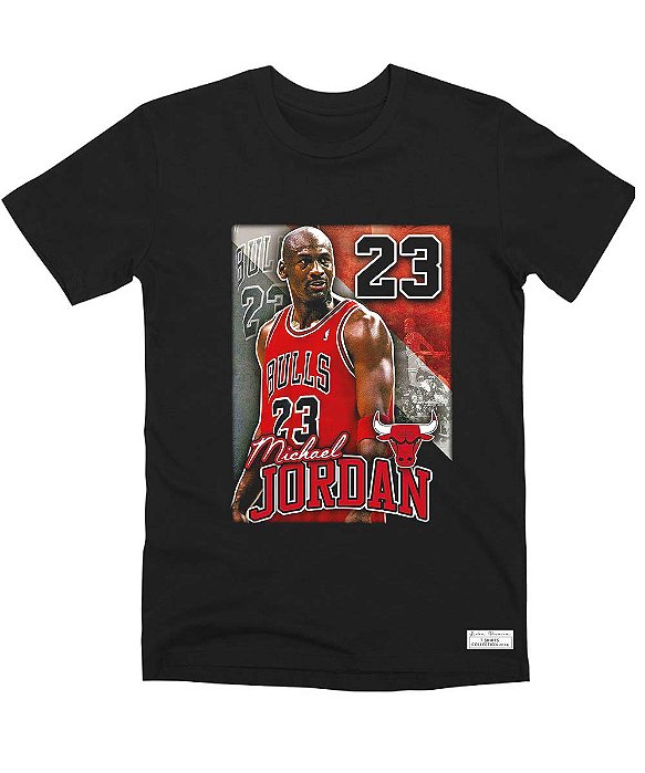 Camiseta Masculina Preta 100% Algodão Michael Jordan Bulls