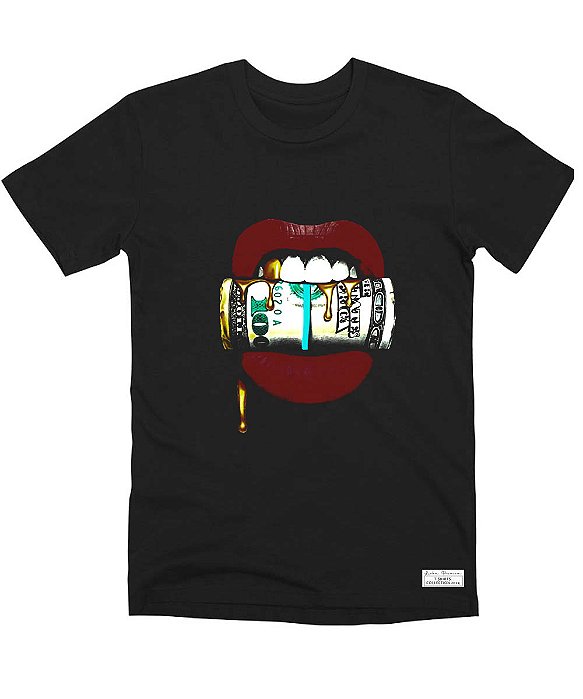 Camiseta Masculina Preta 100% Algodão Money