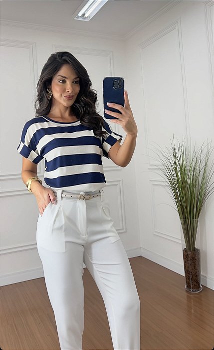 T shirt riscada azul