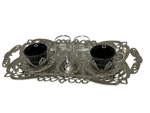 CONJUNTO BANDEJA DE CAFÉ PRETA 2 PESSOAS