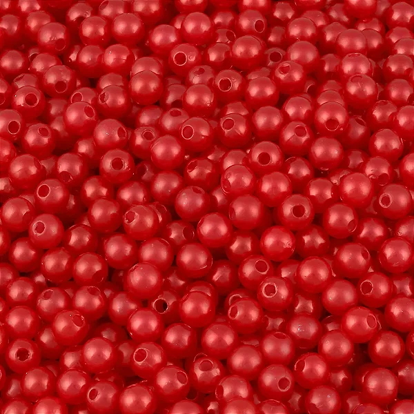 Perola ABS Com Furo Cor Vermelho