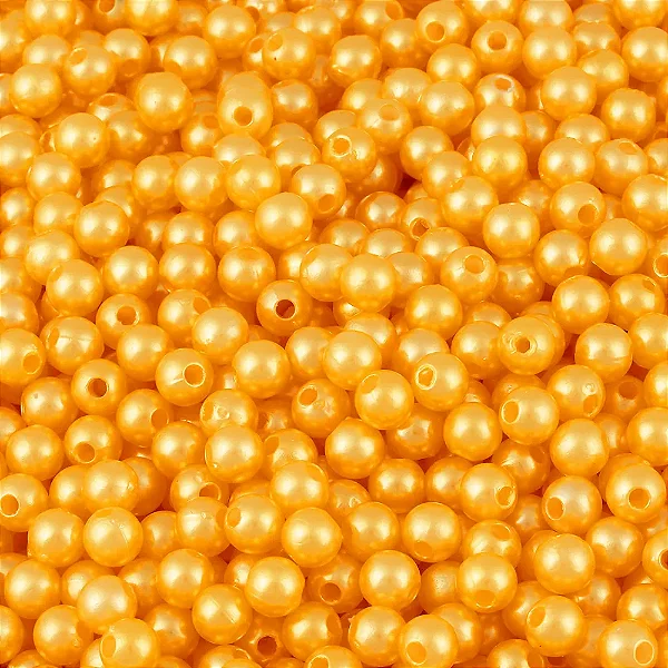 Perola ABS Com Furo Cor Amarelo Ouro