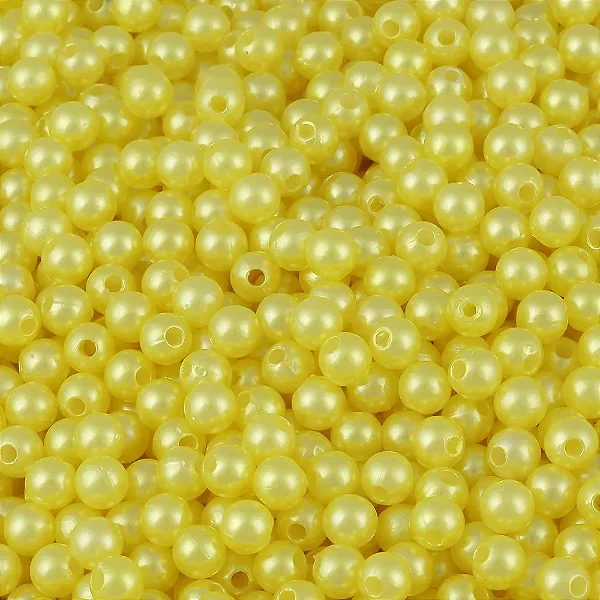 Perola ABS Com Furo Cor Amarelo