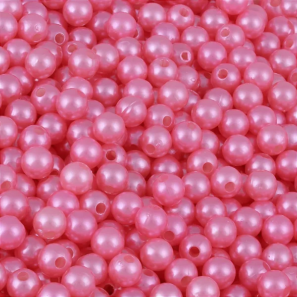 Perola ABS Com Furo Cor Rosa Medio