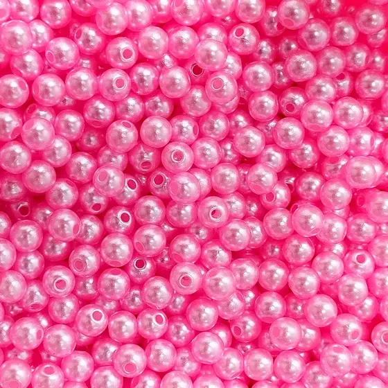 Perola ABS Com Furo Cor Rosa Chiclete