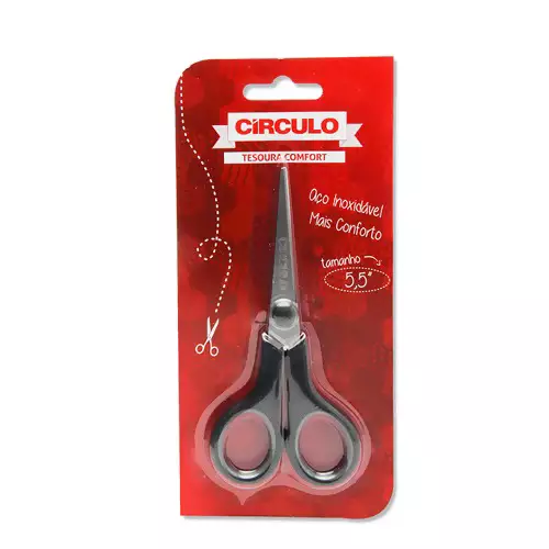 Tesoura Comfort 5,5 Com 13,8 cm Circulo Cor Preto