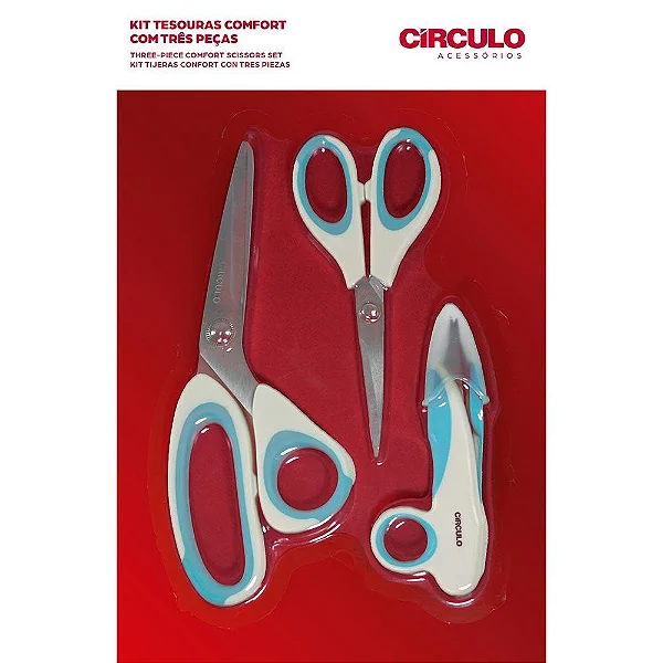 Kit Tesouras Comfort Com Três Peças Circulo