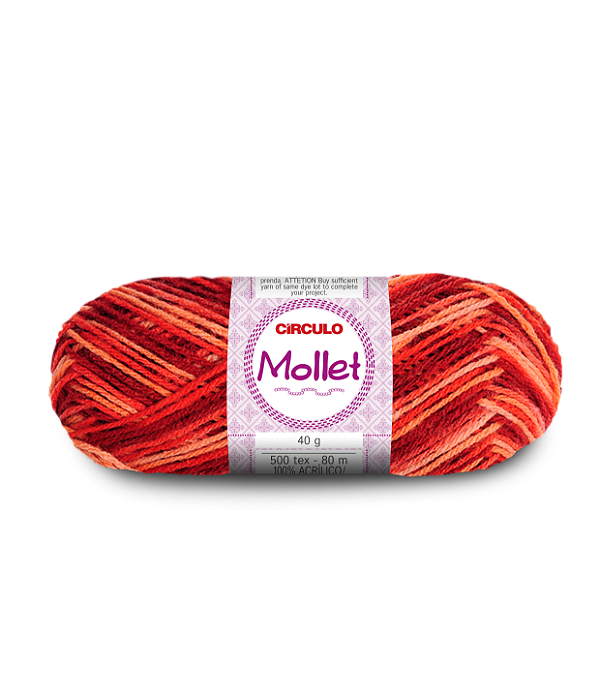 Lã Mollet Circulo 40gr Cor-9649-Mescla Urucum