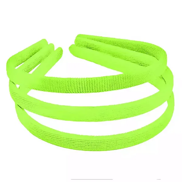 Tiara Encapada-10mm Cor-Amarelo Neon-Com 12 unidades