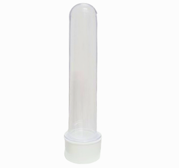 Tubete Acrílico Transparente 12cm Tampa Cor- Branco