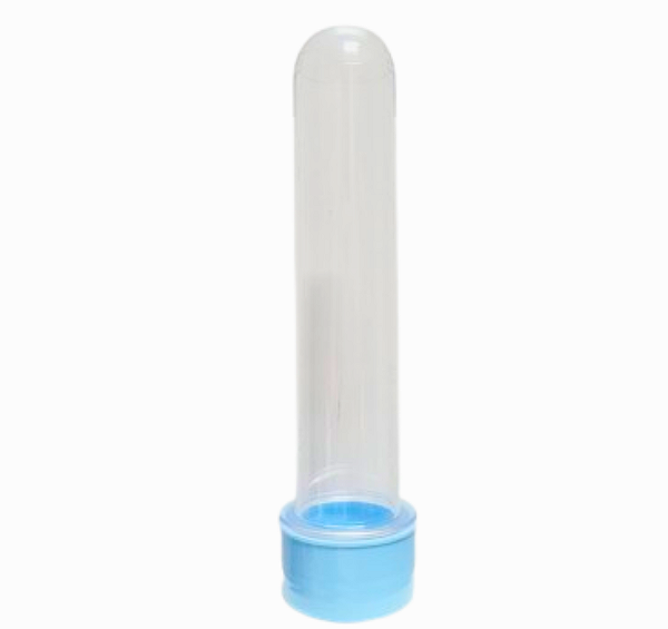 Tubete Acrílico Transparente 12cm Tampa Cor-Azul Bebê