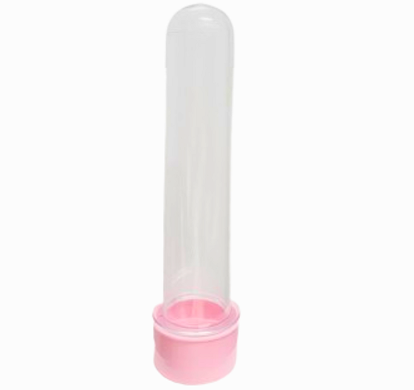 Tubete Acrílico Transparente 12cm Tampa Cor - Rosa Bebê