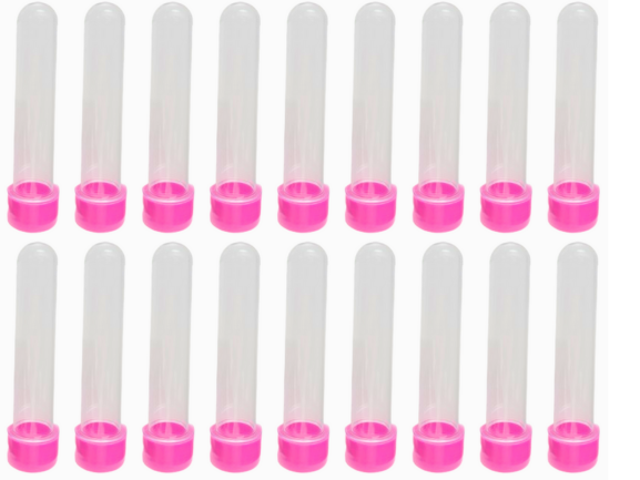 Tubete Acrílico Transparente 12cm -Cor-Pink Pacote C/50 Unid.