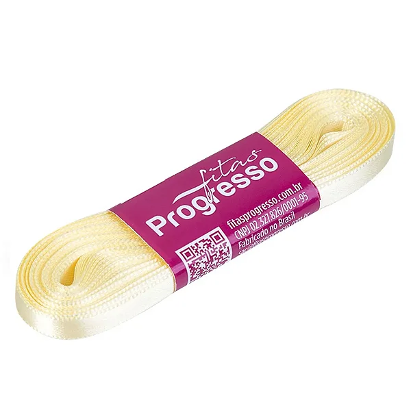 Fita de Cetim 07mm-Cor 1389-Amarelo Bebê c/ 10metros
