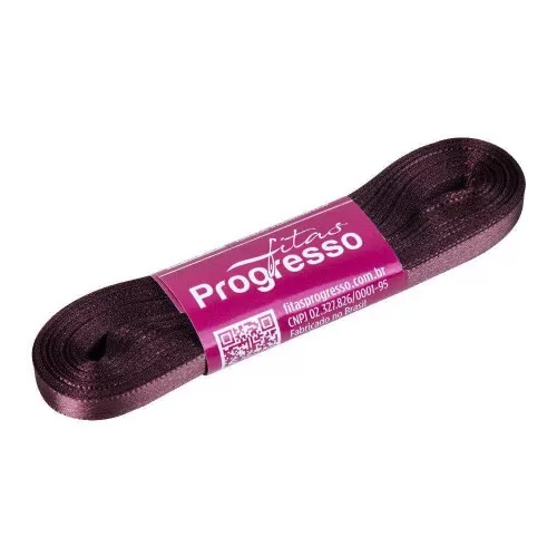 Fita de Cetim 07mm- Cor 1391 Marrom Conhaque c/ 10metros