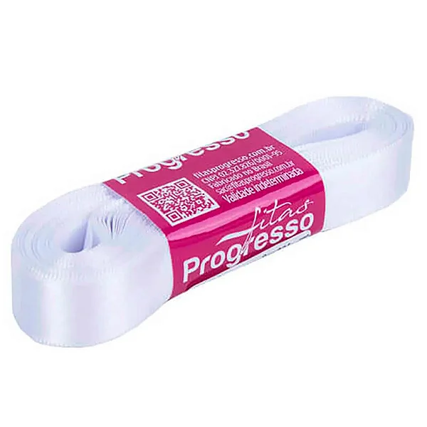 Fita de Cetim 15 mm- Cor 201 Branco c/ 10metros