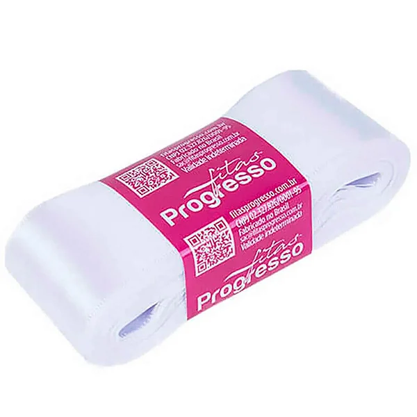 Fita de Cetim 38 mm- Cor 201 Branco c/ 10metros