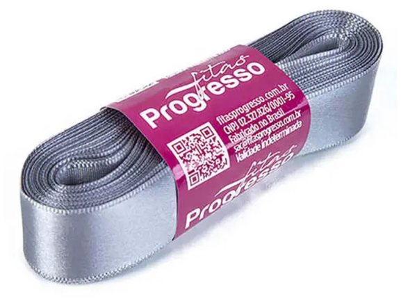 Fita de Cetim 22mm-Cor-1222-Cinza c/ 10metros