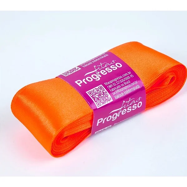 Fita de Cetim 38mm- Cor 278-Laranja Cítrico c/ 10metros