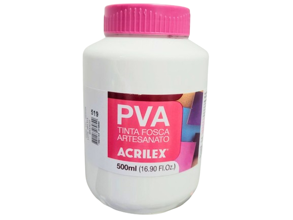 Tinta PVA Fosca Artesanato 500ml Cor-519-Branco