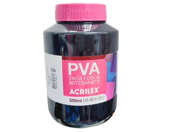 Tinta PVA Fosca Artesanato 500ml Cor-520-Preto