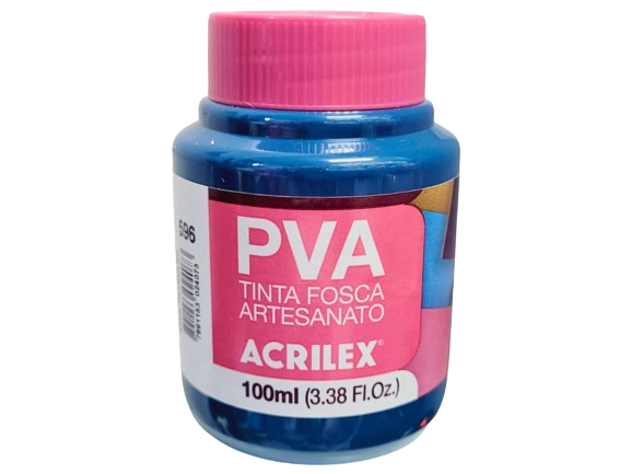 Tinta PVA Fosca Artesanato 100ml Cor-596-Azul Petróleo