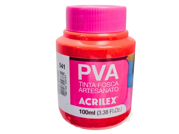 Tinta PVA Fosca Artesanato 100ml Cor-541-Vermelho Vivo
