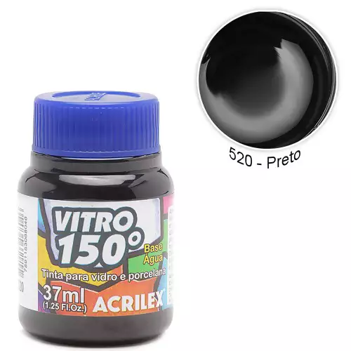 Tinta Acrilex Vitro150° Base Água 37ml-Cor-520-Preto