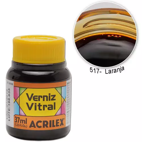 Verniz Vitral Acrilex 37ml Cor-517-Laranja