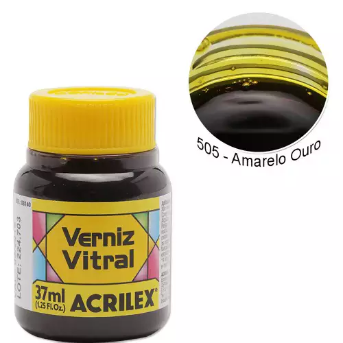 Verniz Vitral Acrilex 37ml Cor-505-Amarelo Ouro