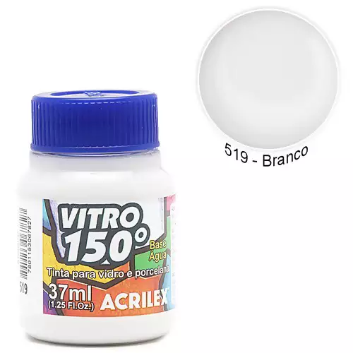 Tinta Acrilex Vitro150° Base Água 37ml-Cor-519-Branco