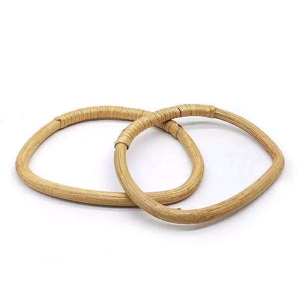 Alça De Bolsa Rattan 14cm x 11,5cm - 2 unidades - Cor-Cru - RO.153619
