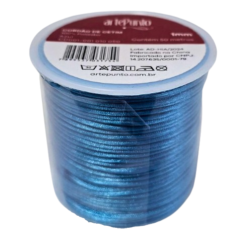 Cordão de Cetim CD001-1mm Cor-010-Azul C/50mts